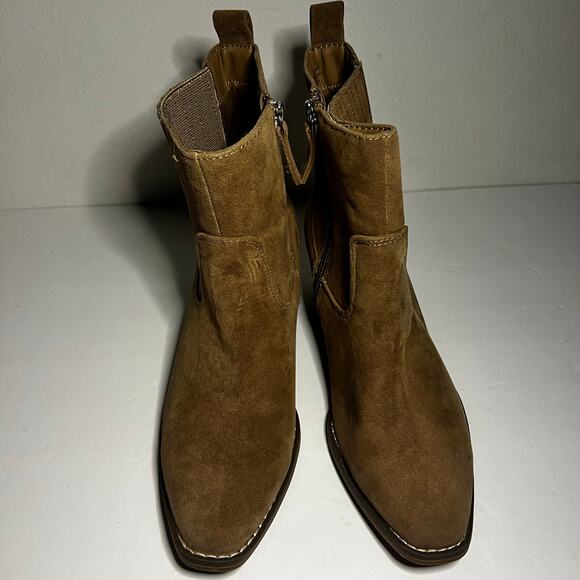 Universal Thread Women's Western Boots Tan Brown Faux Suede Leather Size 8.5 - Picture 2 of 16